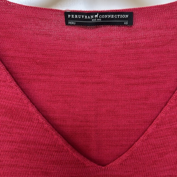 Peruvian Connection Solstice Pima Cotton Knit Maxi Long Sleeve V Neck Dress - Picture 6 of 9